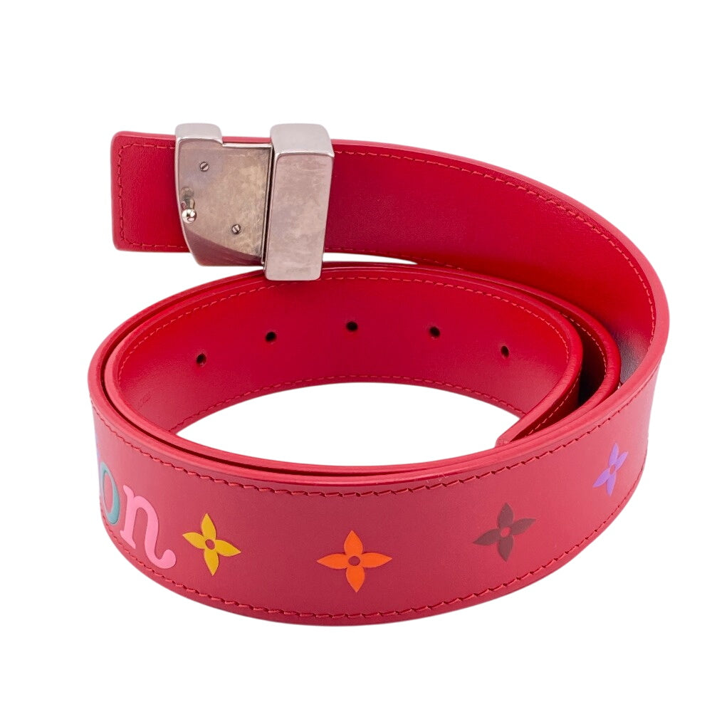 LOUIS VUITTON belt M096 Leather, Metal Red Monogram New Wave Santur 85/34