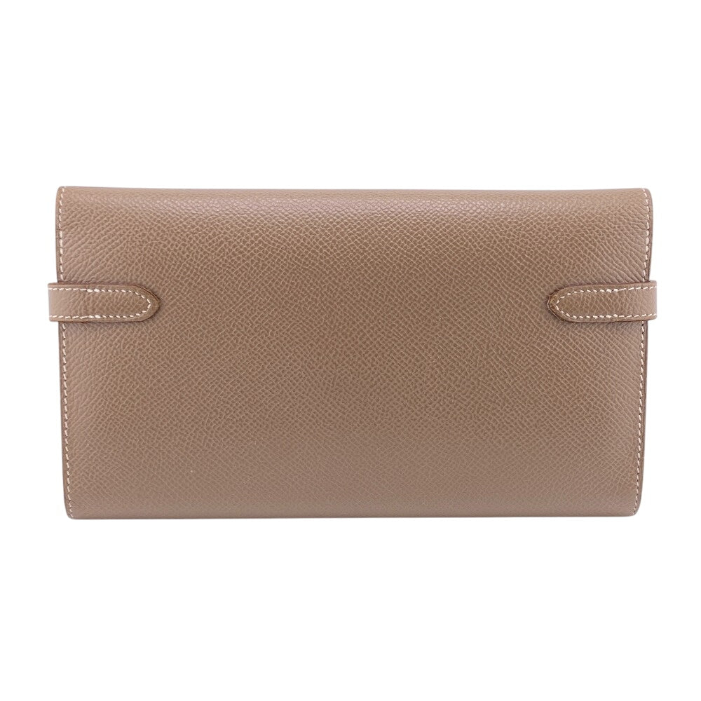 HERMES Long Wallet Purse Epsom, Leather beige Kelly wallet