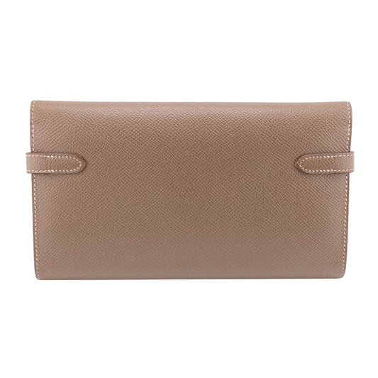 HERMES Long Wallet Purse Epsom, Leather beige Kelly wallet