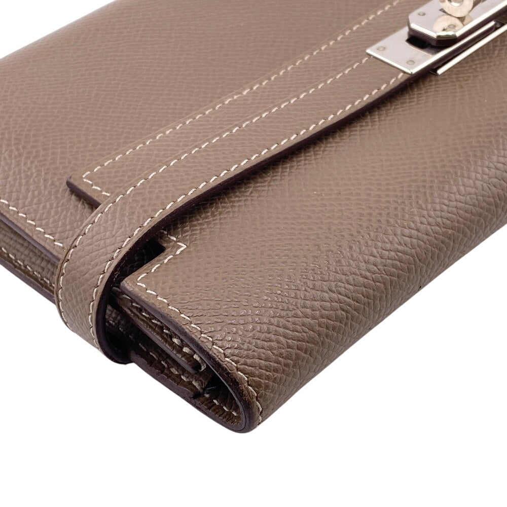 HERMES Long Wallet Purse Epsom, Leather beige Kelly wallet