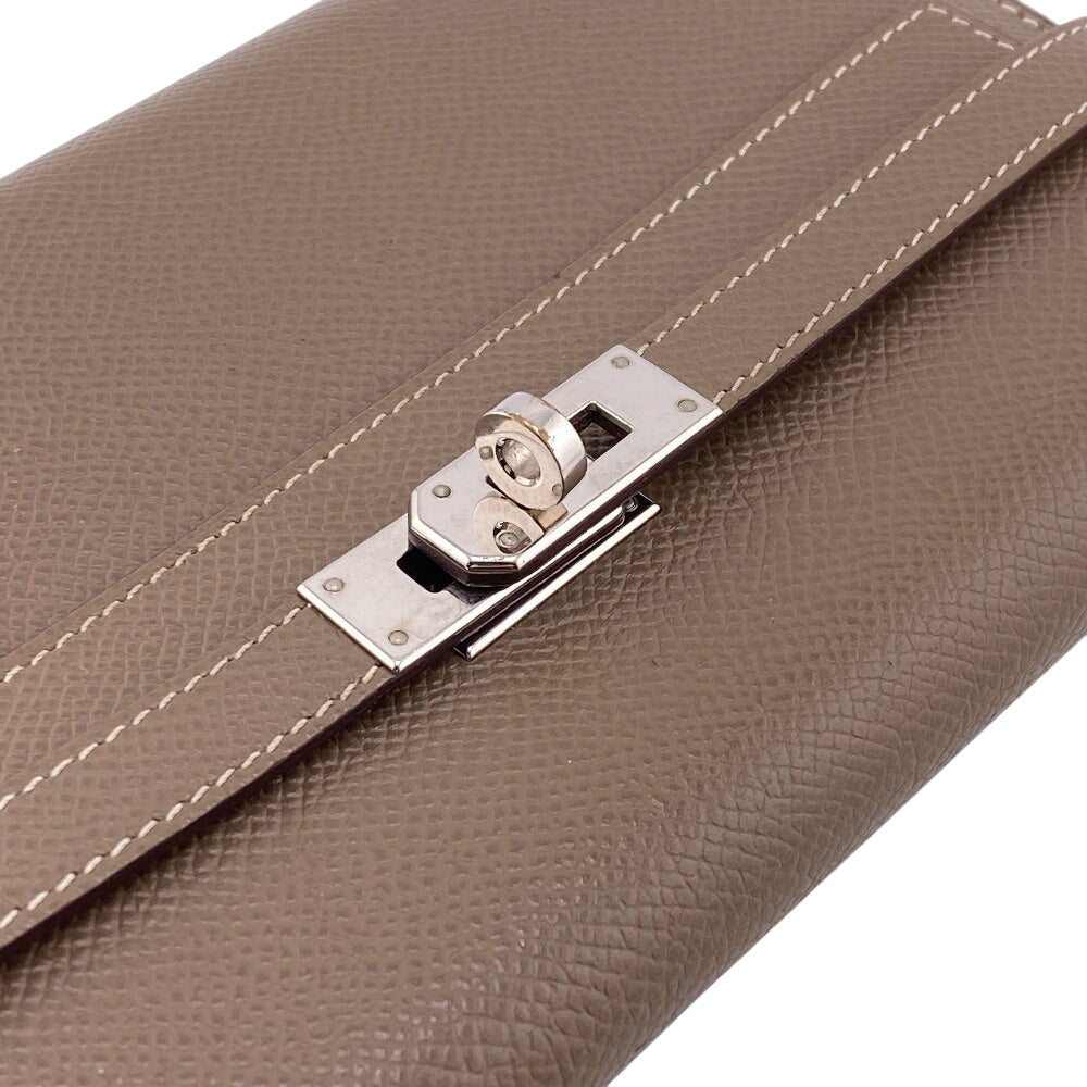 HERMES Long Wallet Purse Epsom, Leather beige Kelly wallet