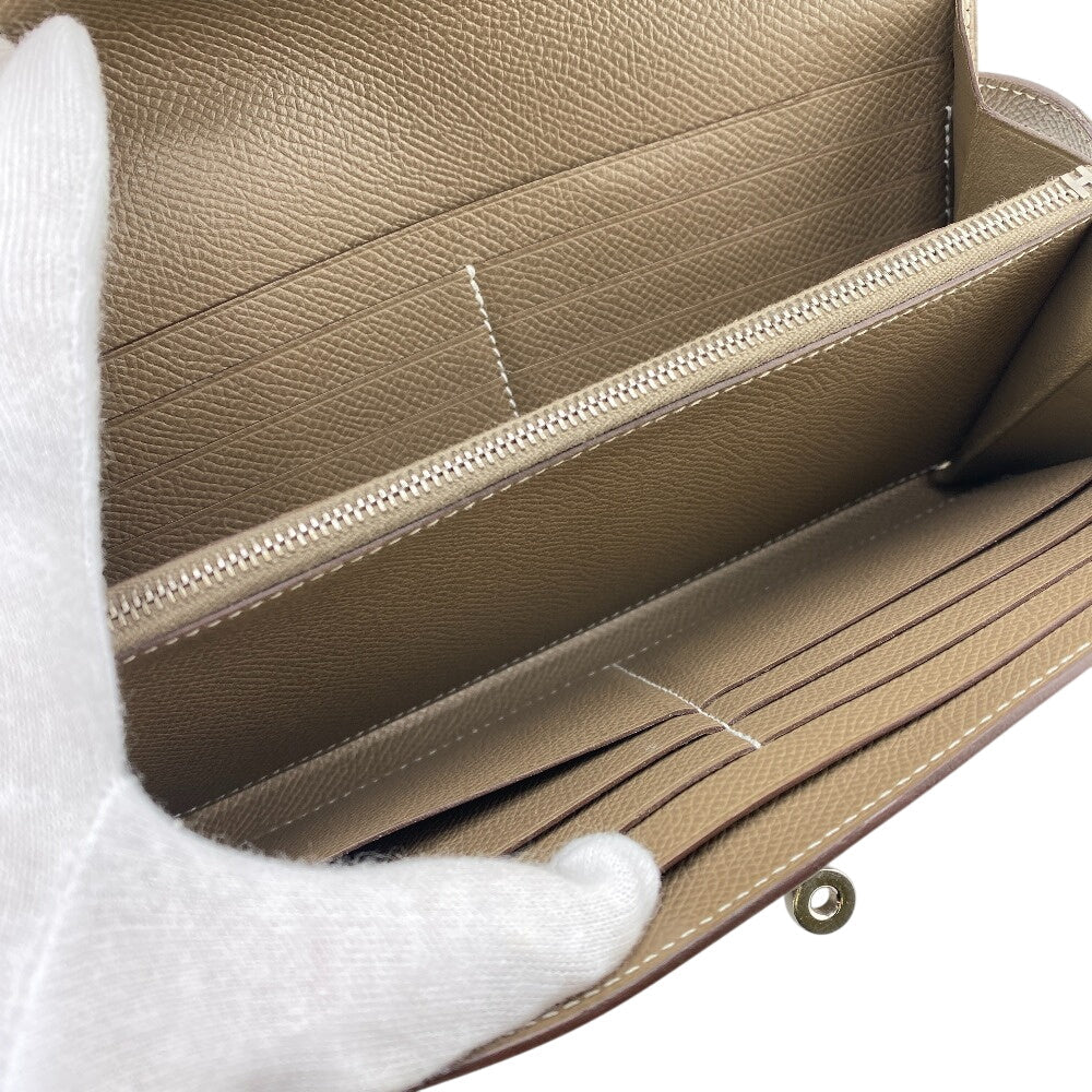HERMES Long Wallet Purse Epsom, Leather beige Kelly wallet