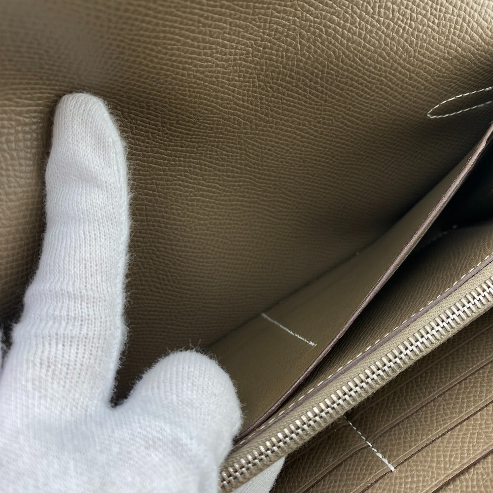 HERMES Long Wallet Purse Epsom, Leather beige Kelly wallet