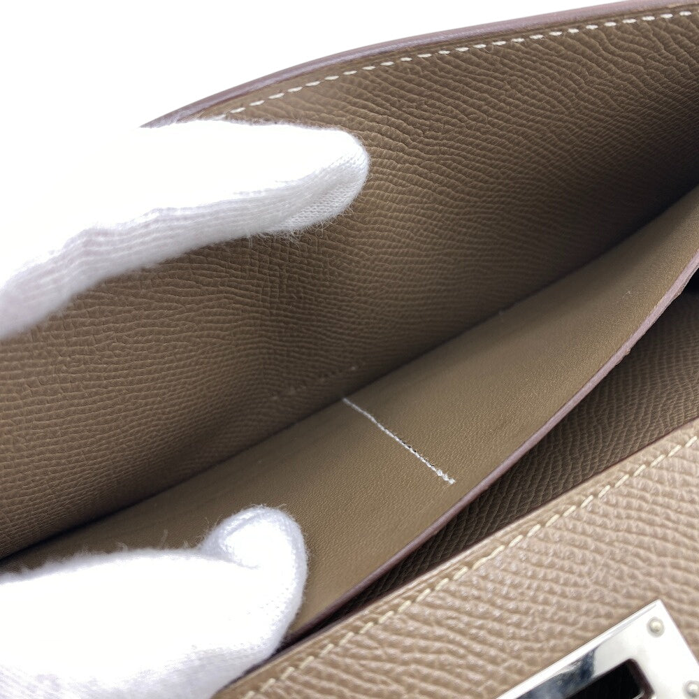HERMES Long Wallet Purse Epsom, Leather beige Kelly wallet