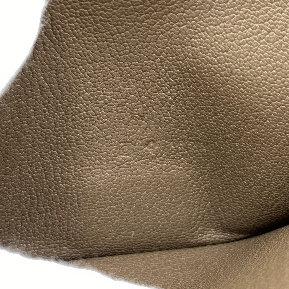 HERMES Bifold Wallet Chevre Mysore, Leather beige Hermes Bearn Soufflet Chevre Mysore Wallet Etoupe Gold Metal □O:2011