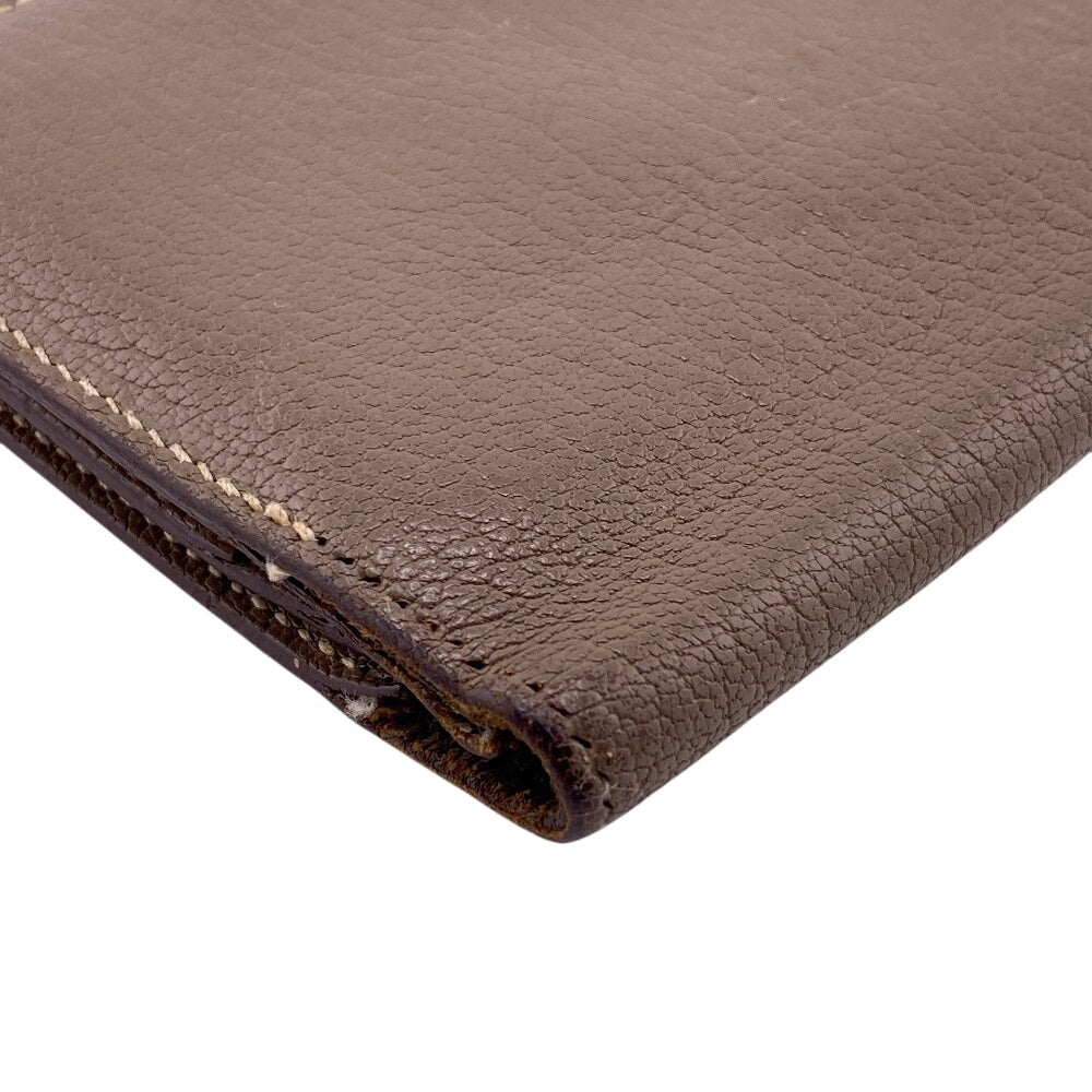 HERMES Bifold Wallet Chevre Mysore, Leather beige Hermes Bearn Soufflet Chevre Mysore Wallet Etoupe Gold Metal □O:2011