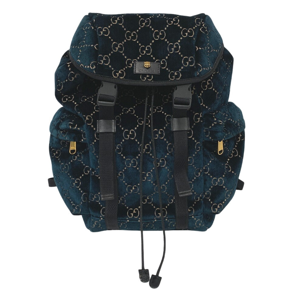 GUCCI Backpack 574923 Leather, Nylon green GG velvet