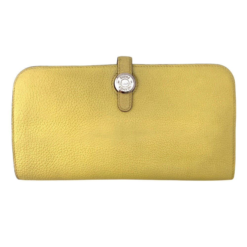 HERMES Long Wallet Purse Taurillon Clemence cream Long wallet Dogon Long