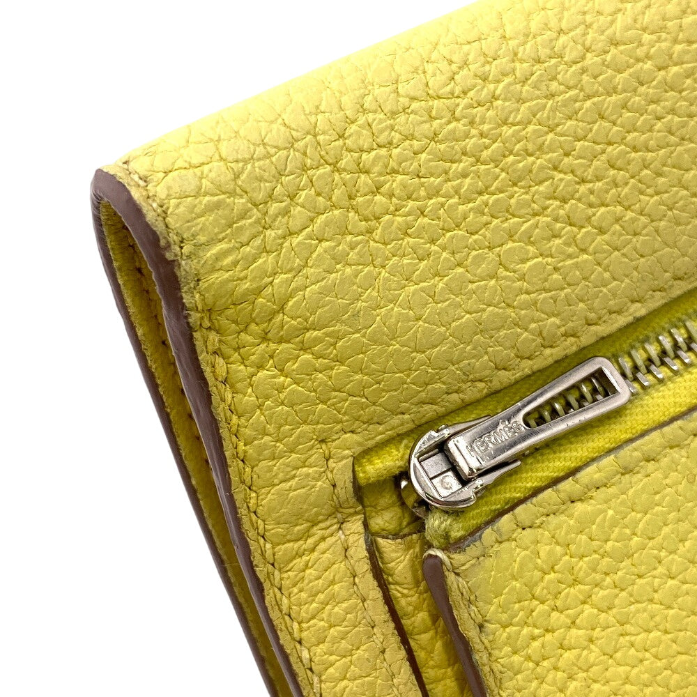 HERMES Long Wallet Purse Taurillon Clemence cream Long wallet Dogon Long