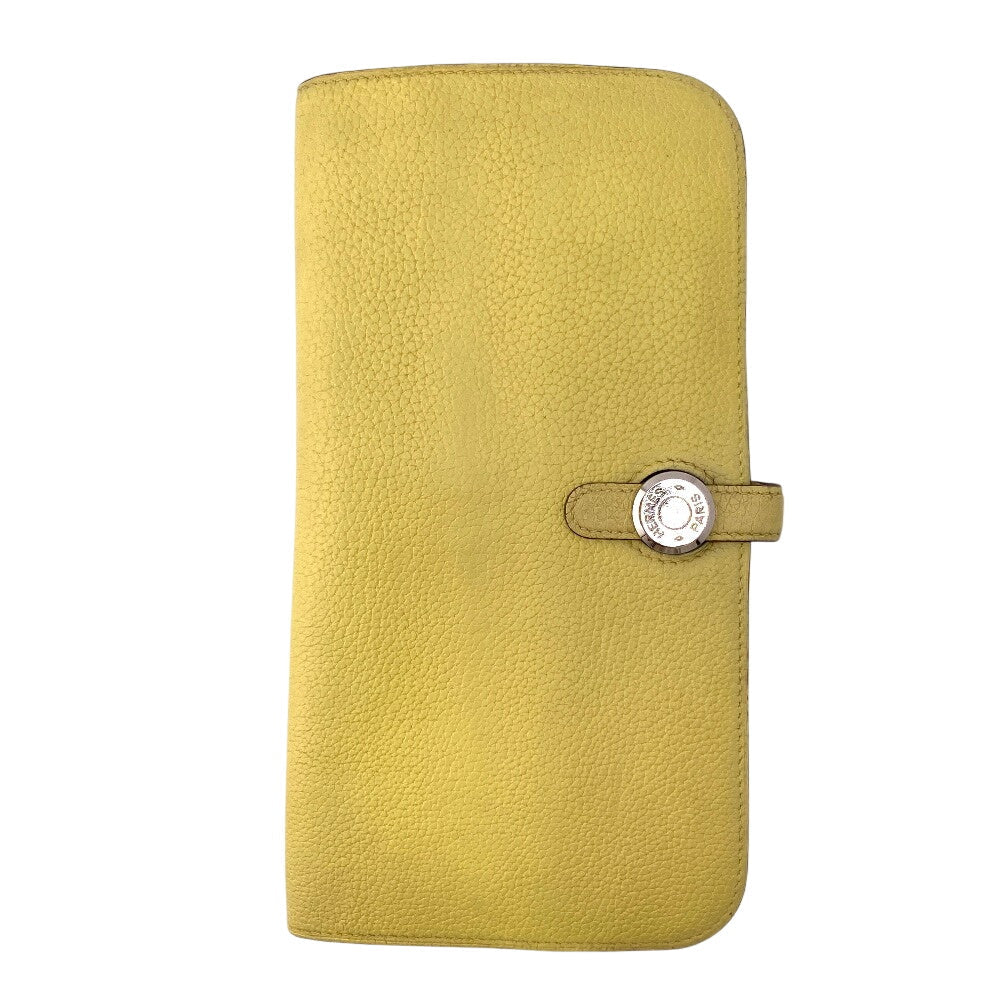 HERMES Long Wallet Purse Taurillon Clemence cream Long wallet Dogon Long