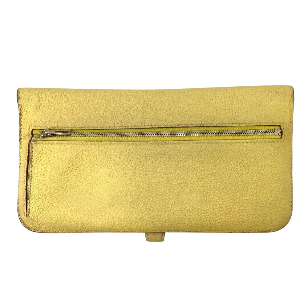 HERMES Long Wallet Purse Taurillon Clemence cream Long wallet Dogon Long