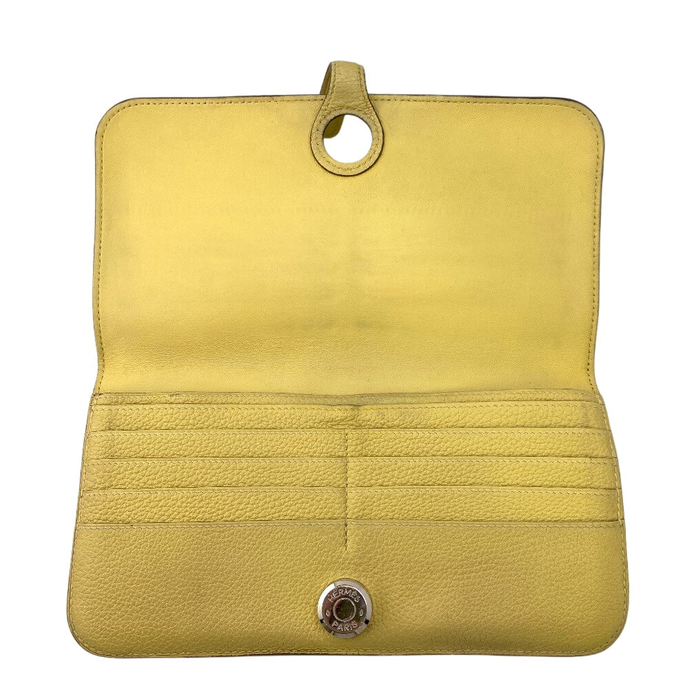 HERMES Long Wallet Purse Taurillon Clemence cream Long wallet Dogon Long