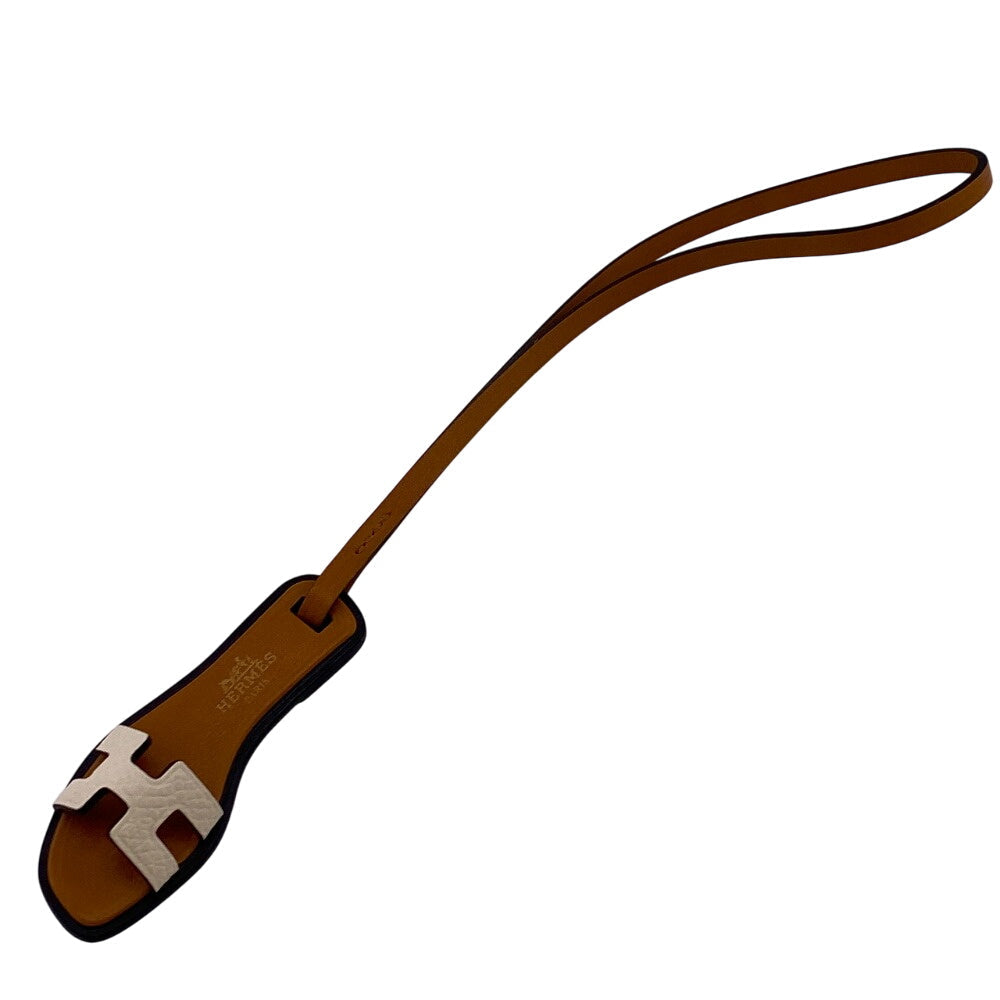 HERMES charm 080148CA leather Brown Oran Nano