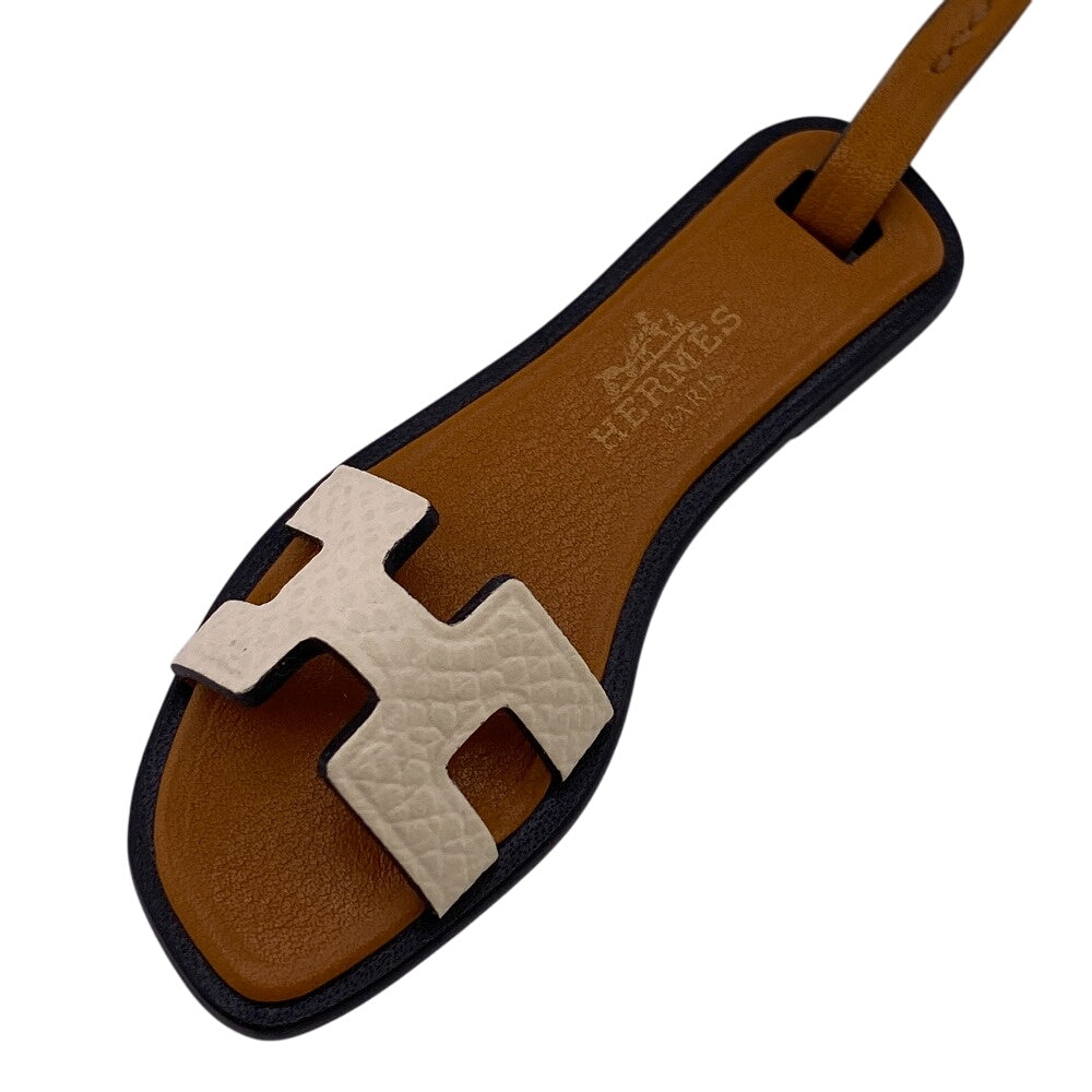 HERMES charm 080148CA leather Brown Oran Nano