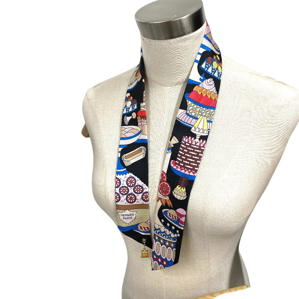 HERMES scarf silk black Patisserie Française