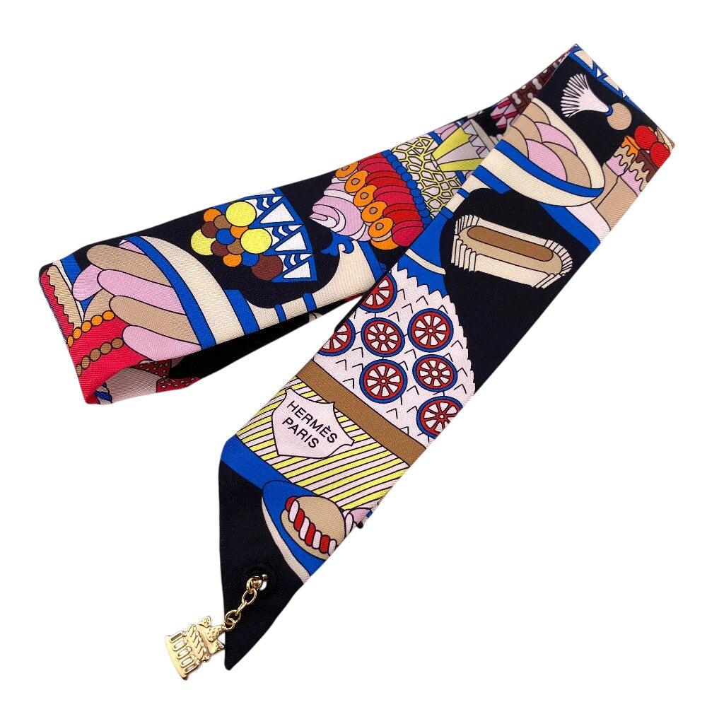 HERMES scarf silk black Patisserie Française