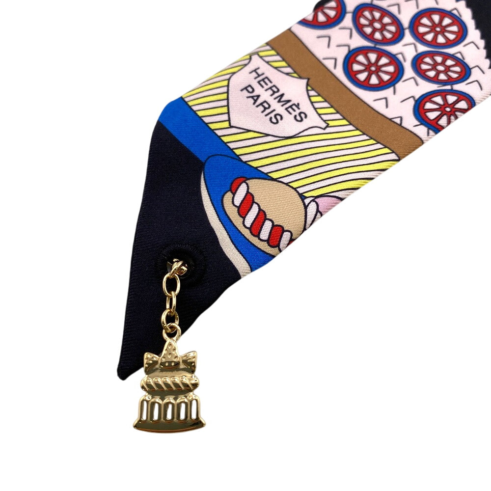 HERMES scarf silk black Patisserie Française