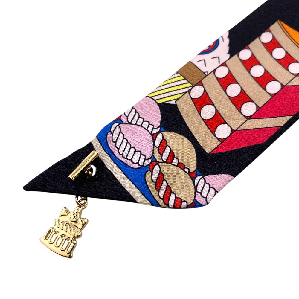 HERMES scarf silk black Patisserie Française
