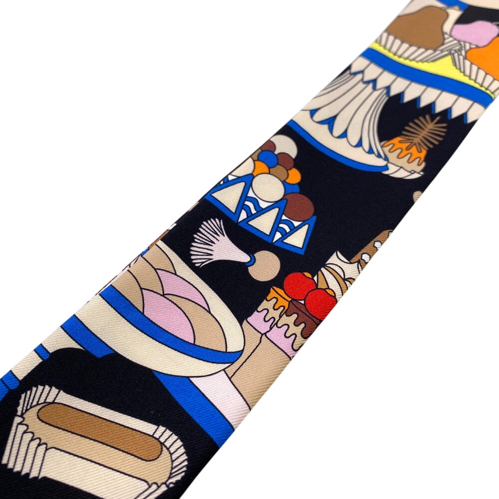 HERMES scarf silk black Patisserie Française