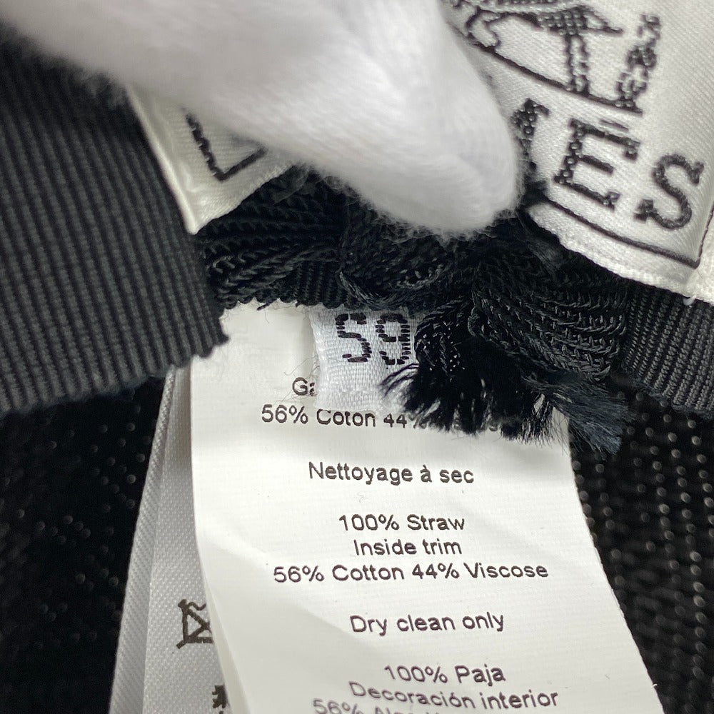 HERMES cap straw black Serie 59
