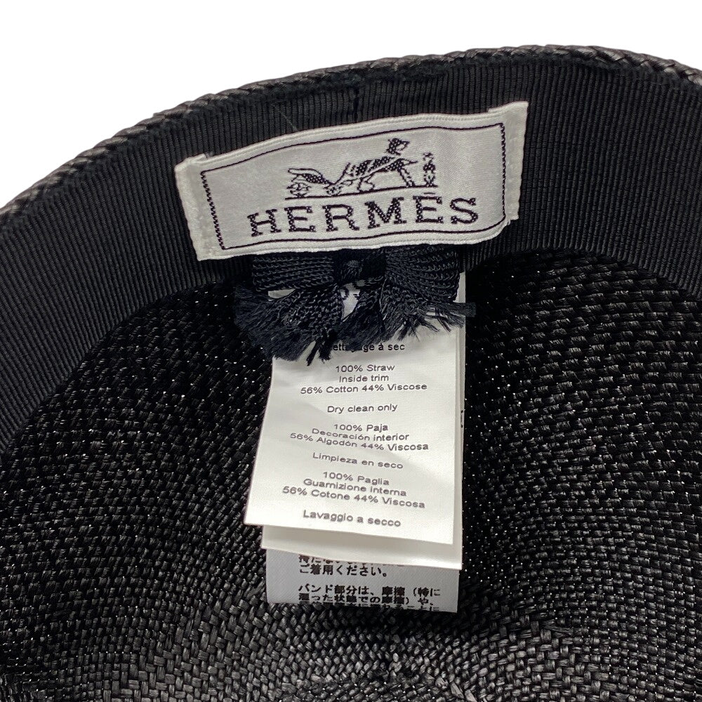 HERMES cap straw black Serie 59