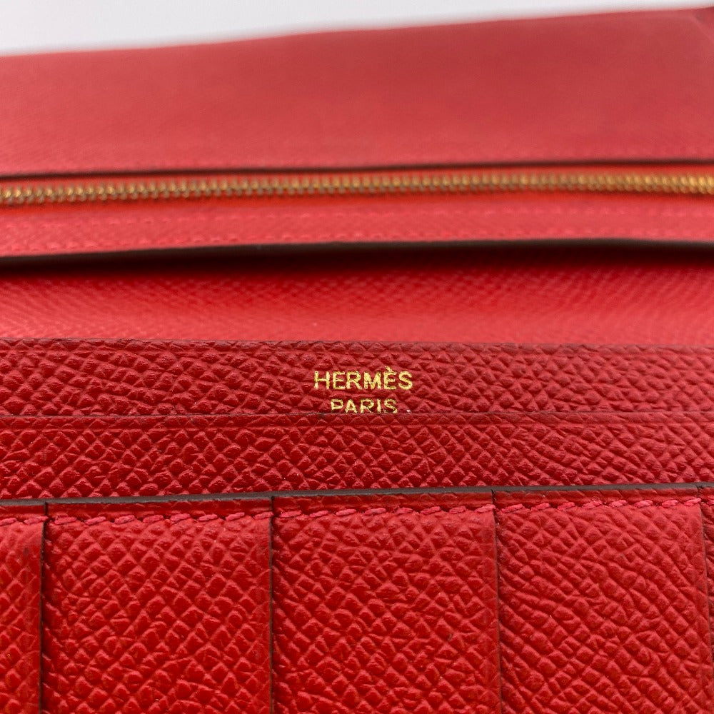 HERMES Long Wallet Purse C Epsom Red Beansufla