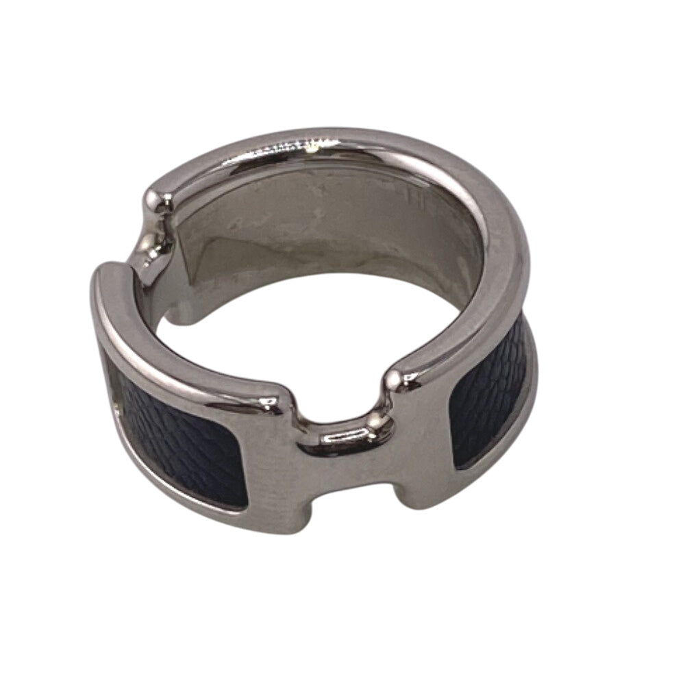 HERMES Ring Gold Plated, Leather black Olympe mens Used