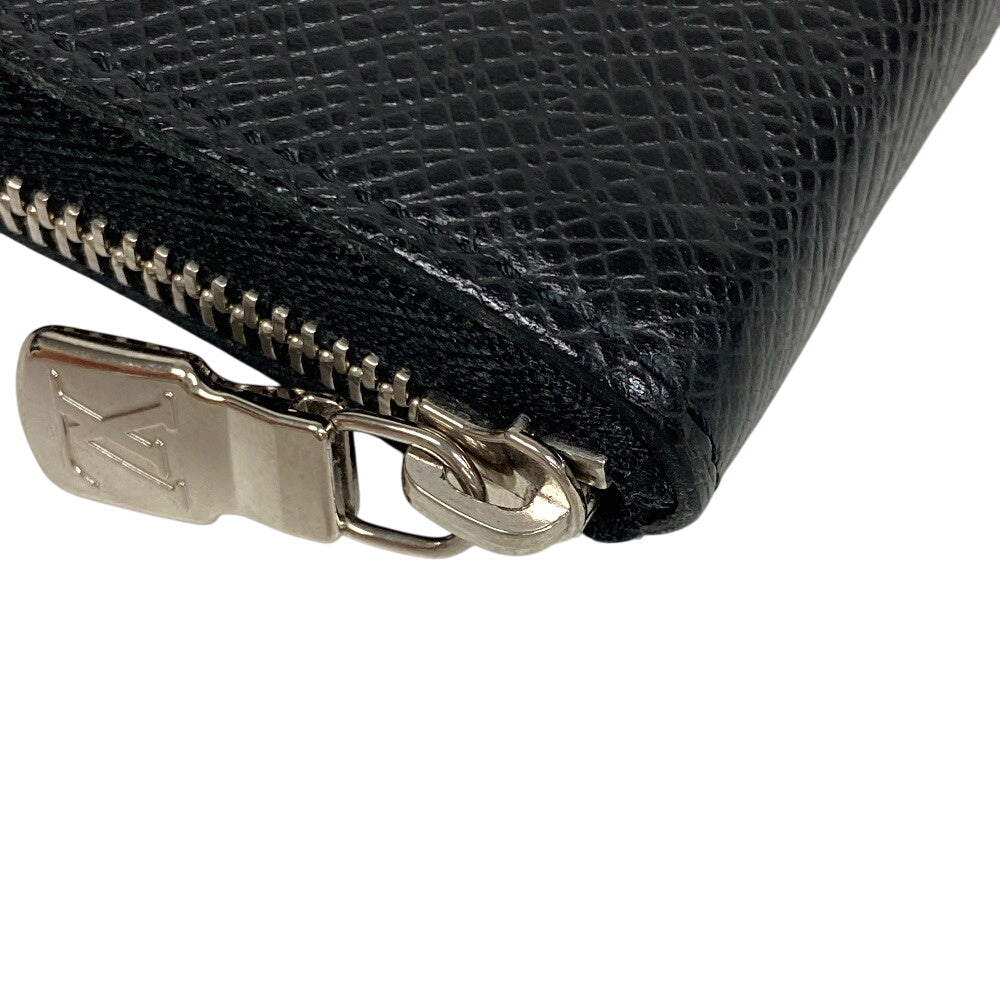 LOUIS VUITTON Coin case M32832 leather black Zip Around Taiga Zip around purse mens Used