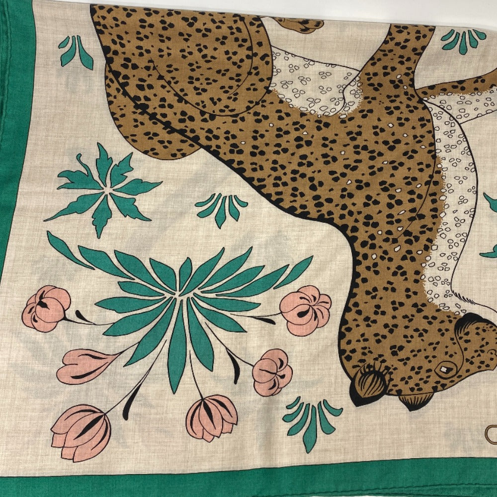 HERMES Stall Cashmere Pashmina , Silk Multi Carre Geant LES LEOPARDS Leopard Women Used