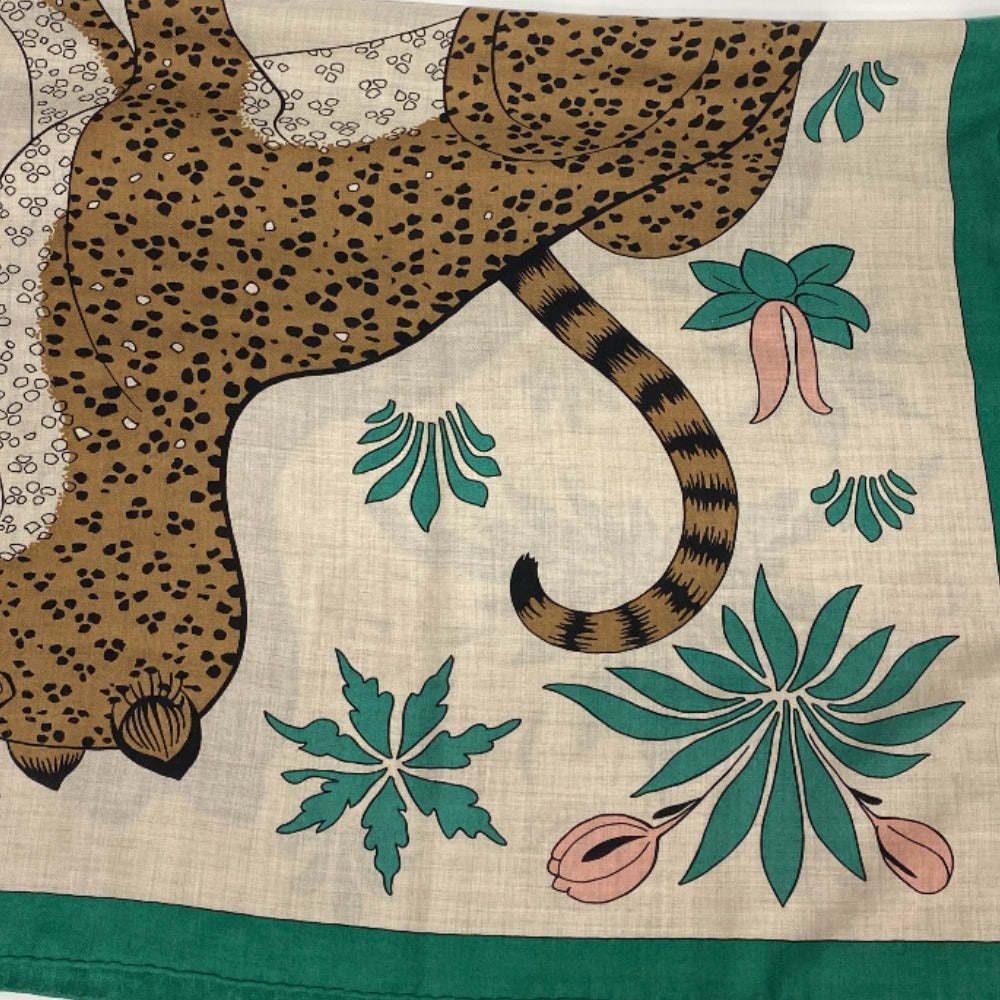 HERMES Stall Cashmere Pashmina , Silk Multi Carre Geant LES LEOPARDS Leopard Women Used