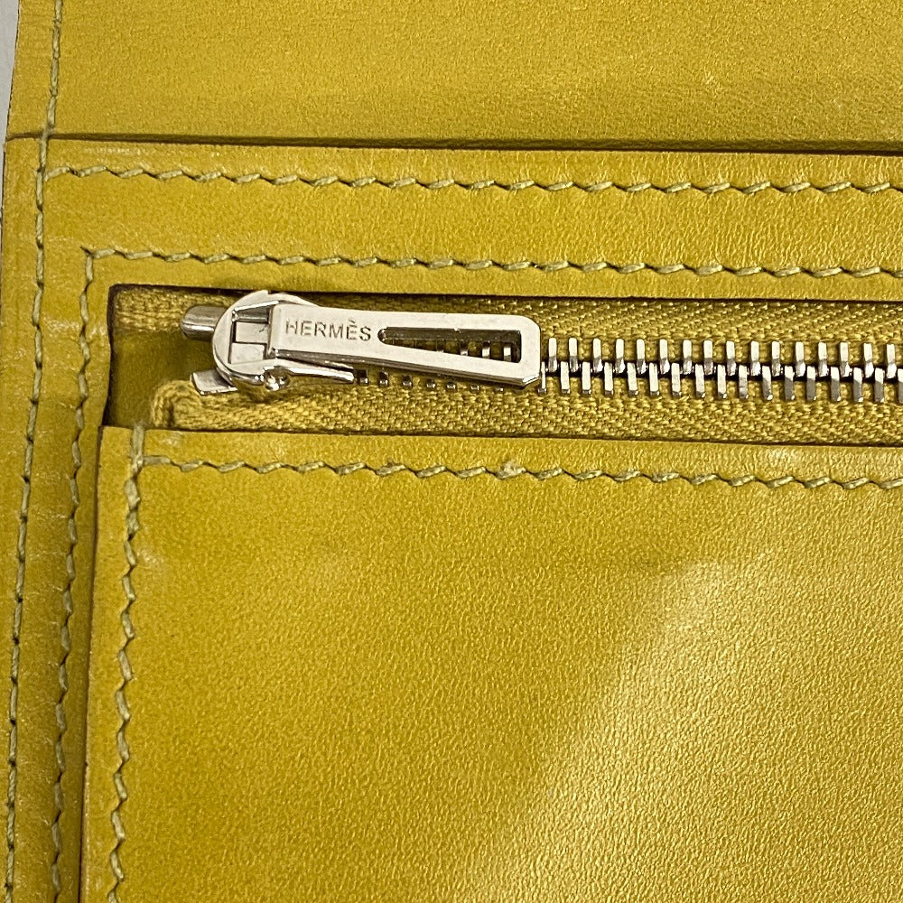 HERMES Bifold Wallet Swift, Epi Leather yellow Long wallet Box scarf Bean Women Used
