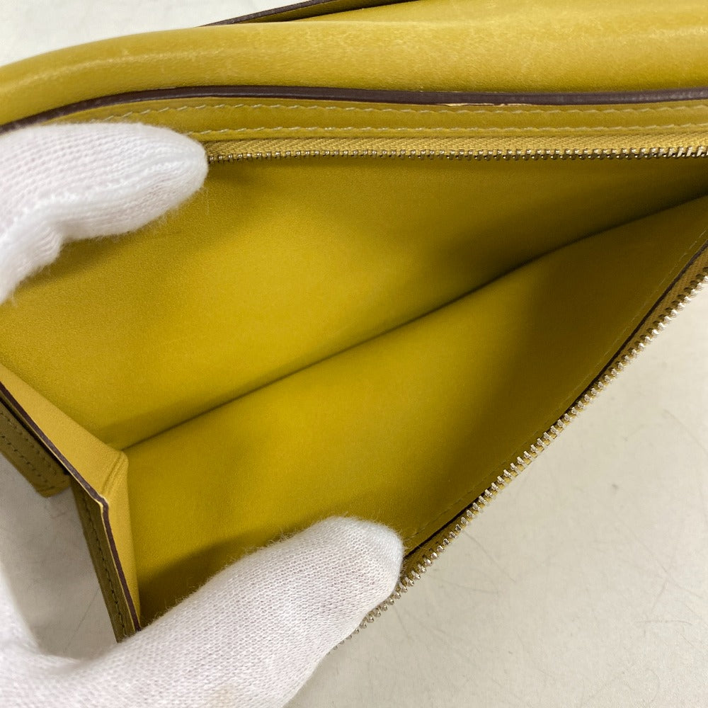 HERMES Bifold Wallet Swift, Epi Leather yellow Long wallet Box scarf Bean Women Used