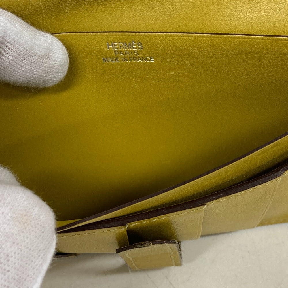 HERMES Bifold Wallet Swift, Epi Leather yellow Long wallet Box scarf Bean Women Used