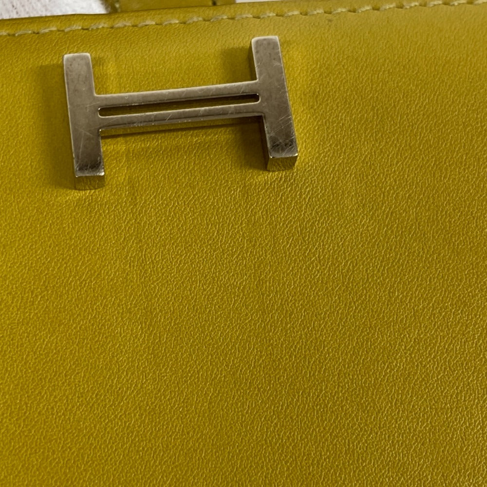 HERMES Bifold Wallet Swift, Epi Leather yellow Long wallet Box scarf Bean Women Used