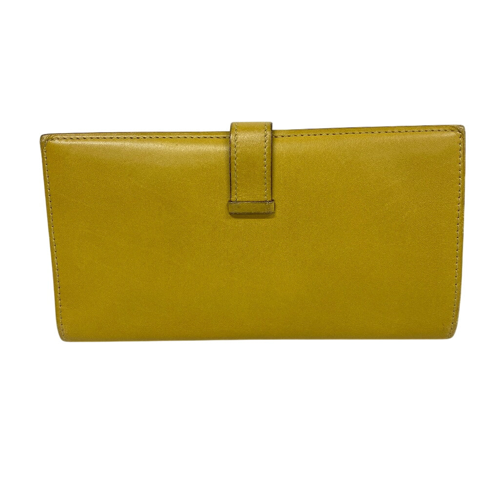 HERMES Bifold Wallet Swift, Epi Leather yellow Long wallet Box scarf Bean Women Used