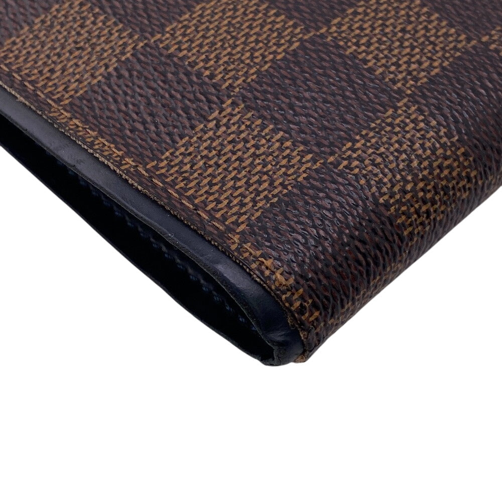 LOUIS VUITTON Bifold Wallet leather Brown Damier Portefeuille Slender mens Used