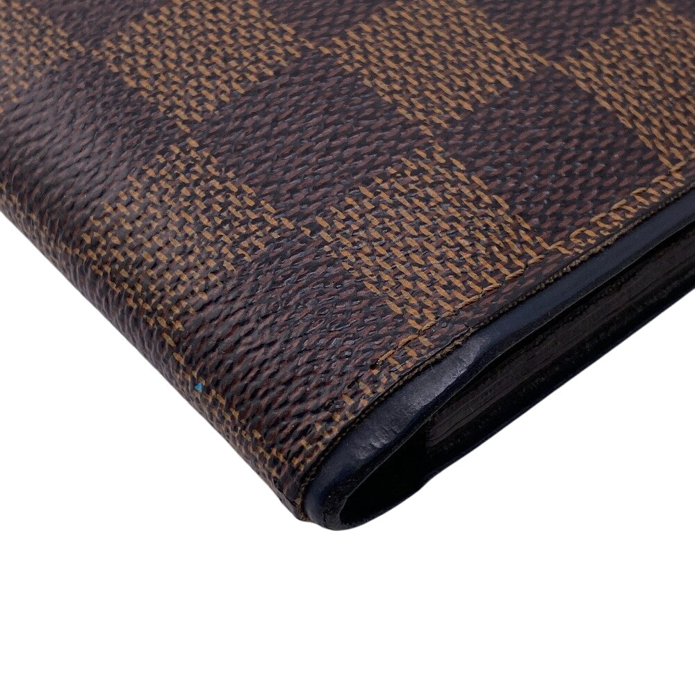 LOUIS VUITTON Bifold Wallet leather Brown Damier Portefeuille Slender mens Used