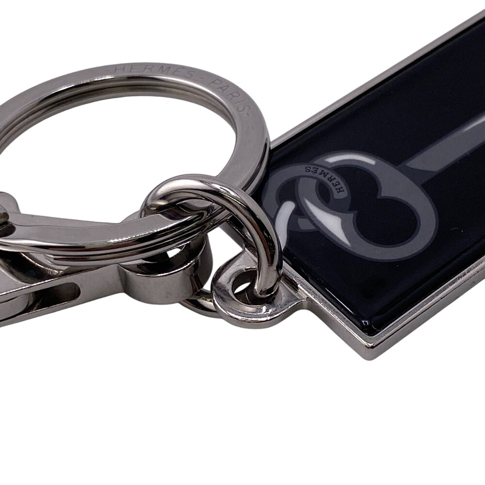 HERMES key ring Stainless Steel black Illusion mens Used