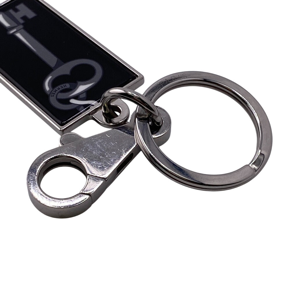 HERMES key ring Stainless Steel black Illusion mens Used