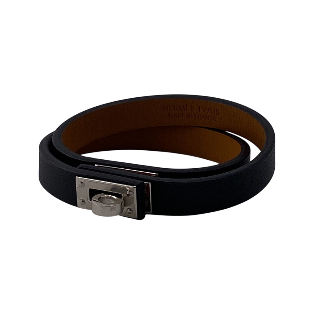 HERMES bracelet Gold Plated, Leather black U:2022 Kelly DeBultour unisex(Unisex) T3 Used