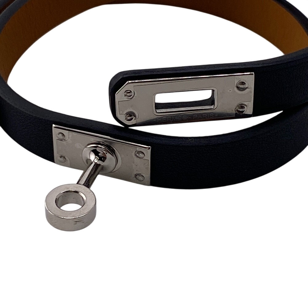 HERMES bracelet Gold Plated, Leather black U:2022 Kelly DeBultour unisex(Unisex) T3 Used