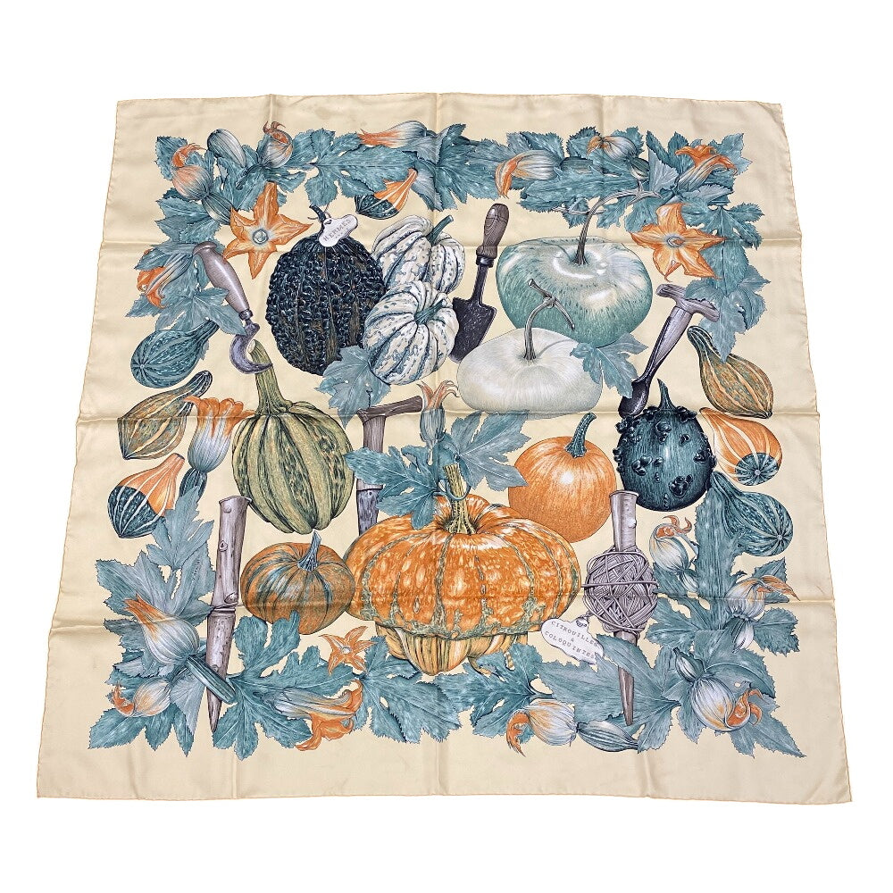 HERMES scarf silk multicolor Carre90 Pumpkin and colocynth Women Used