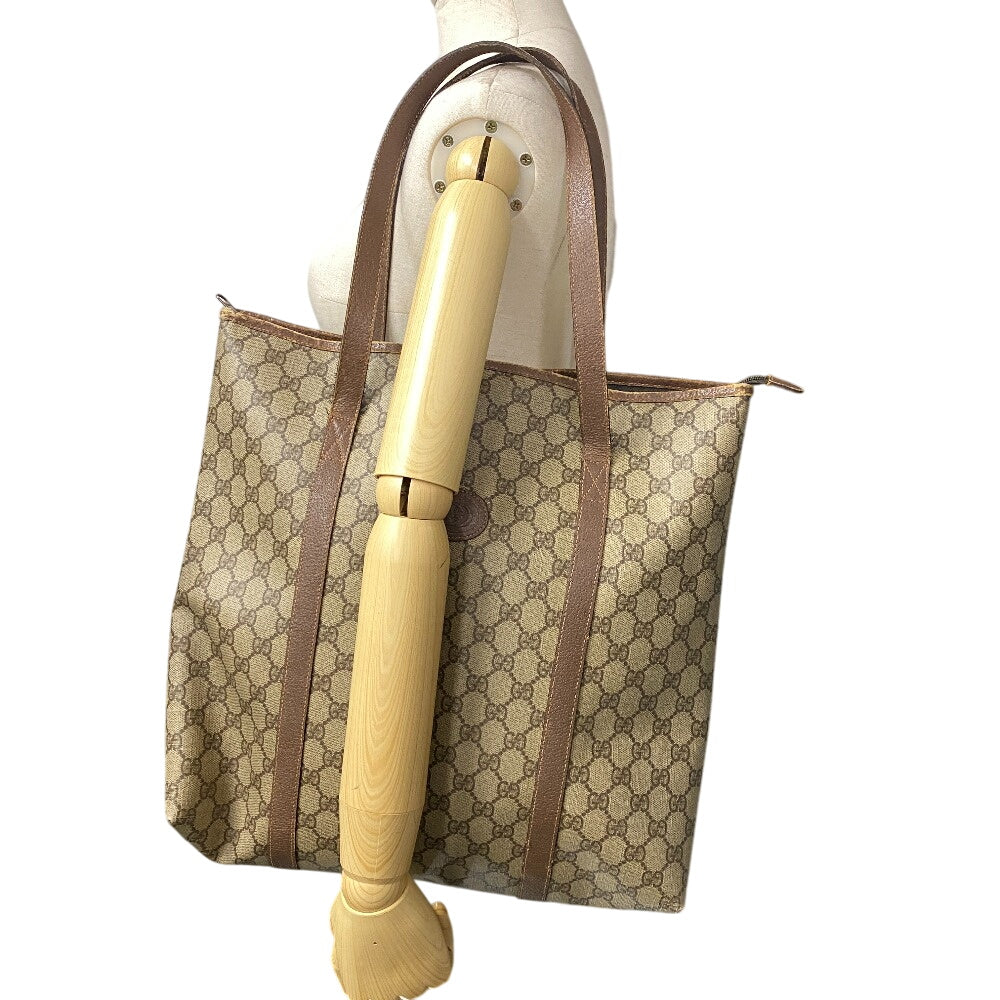 GUCCI Tote Bag 156 02 110 PVC coated canvas Brown 1 GG Supreme mens(Unisex) Used