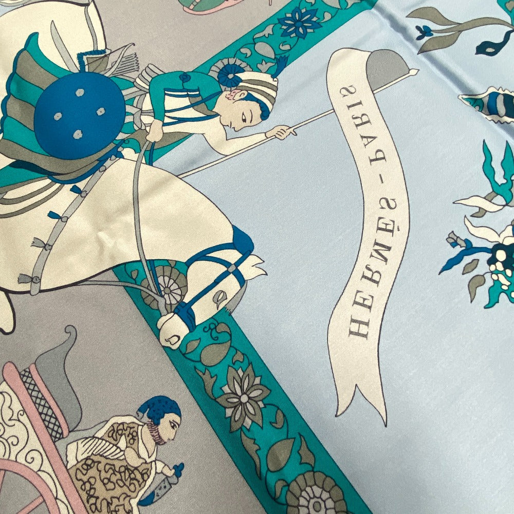 HERMES scarf silk blue Fantaisies indiennes Dazzling India Carre140 Women Used