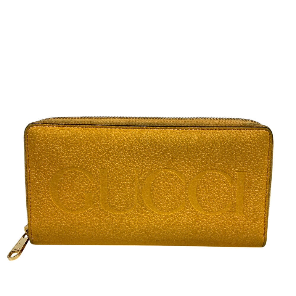 GUCCI Long Wallet Purse 658691 leather yellow Zip Around logo unisex(Unisex) Used