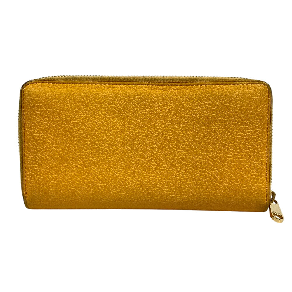 GUCCI Long Wallet Purse 658691 leather yellow Zip Around logo unisex(Unisex) Used