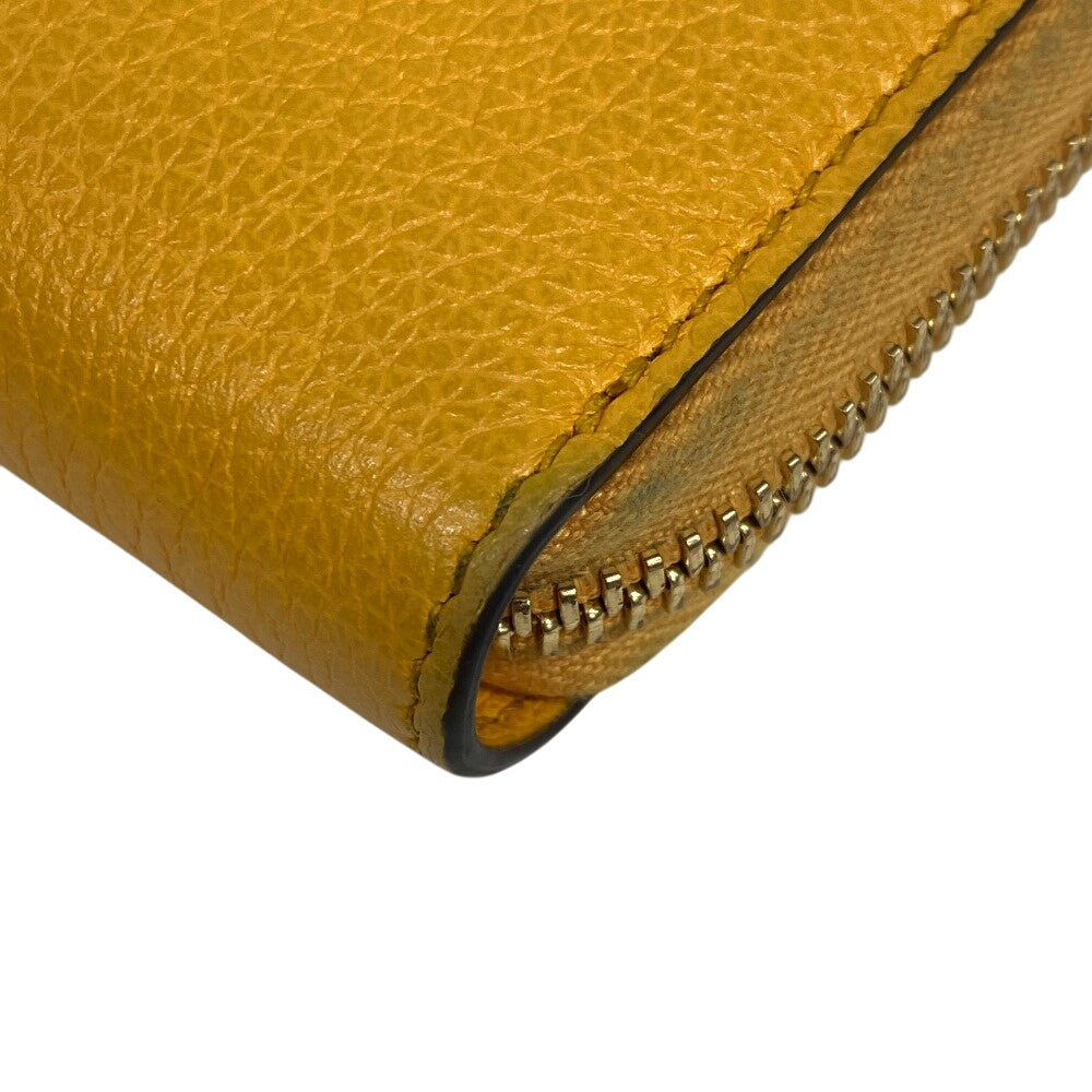GUCCI Long Wallet Purse 658691 leather yellow Zip Around logo unisex(Unisex) Used
