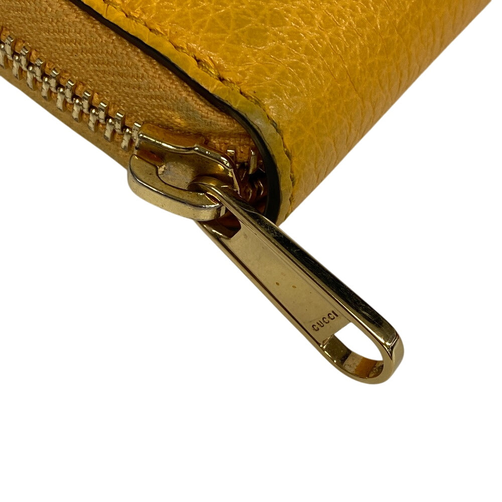 GUCCI Long Wallet Purse 658691 leather yellow Zip Around logo unisex(Unisex) Used