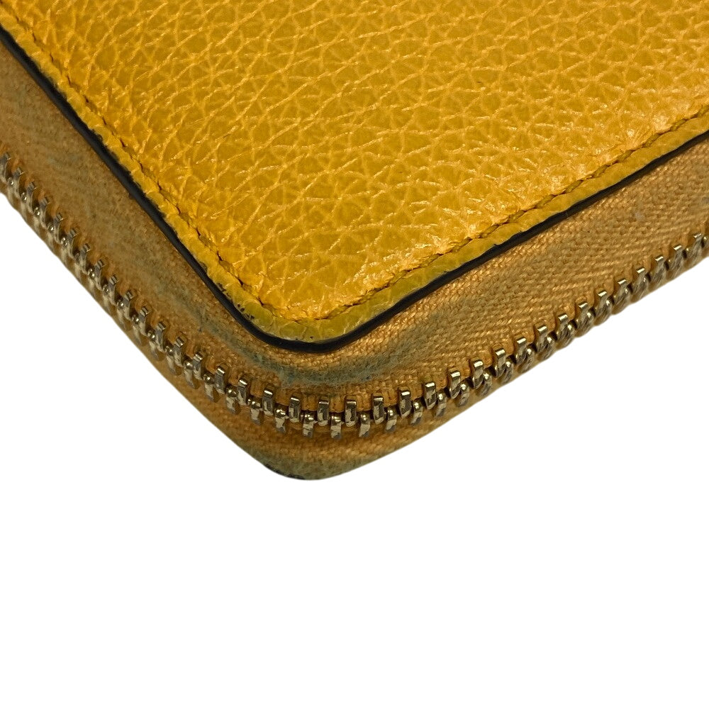 GUCCI Long Wallet Purse 658691 leather yellow Zip Around logo unisex(Unisex) Used