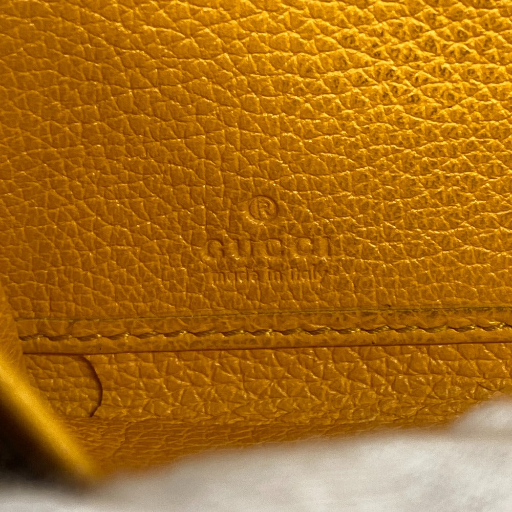 GUCCI Long Wallet Purse 658691 leather yellow Zip Around logo unisex(Unisex) Used